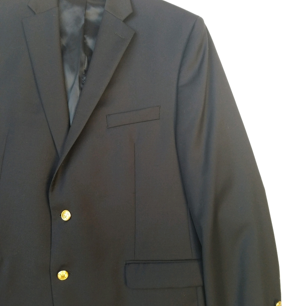 Ralph Lauren Wool Sport Coat Blazer 44R Navy Embossed Gold Buttons Like … - Picture 4 of 16